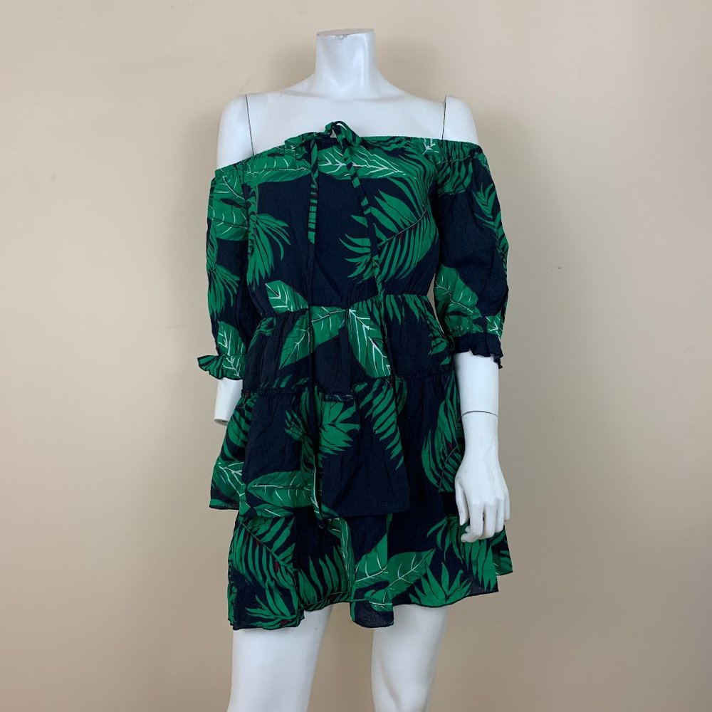NWT Sugar + L!PS Green Leaf Tropical Boho Dress